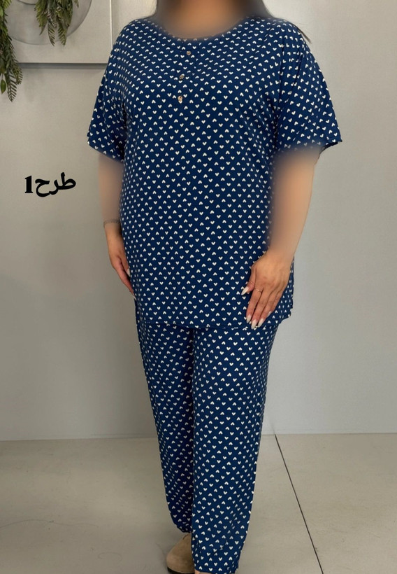ست تیشرت شلوار زنانه سایز بزرگ راحتی نخ
