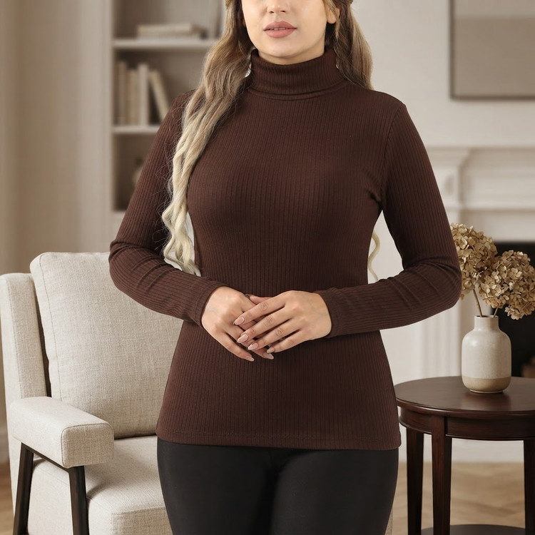 بلوز آستین بلند " یقه اسکی " کبریتی درشت