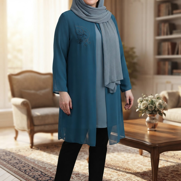شومیز حریر گل شکوفا سایز بزرگ