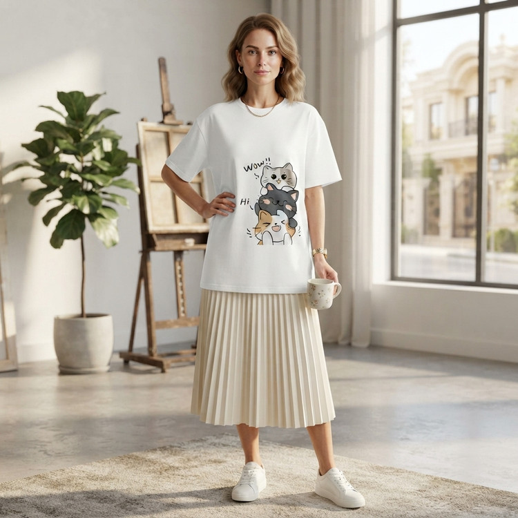 تیشرت زنانه اورسایز سوپر پنبه 2XL/3XL