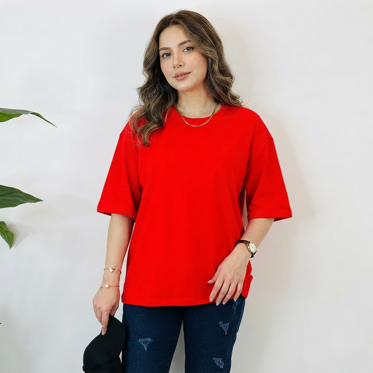 تیشرت سوپر پنبه باکسی بیسیک فری سایز