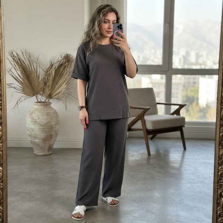 ست تیشرت شلوار بیسکوییتی 2XL/3XL