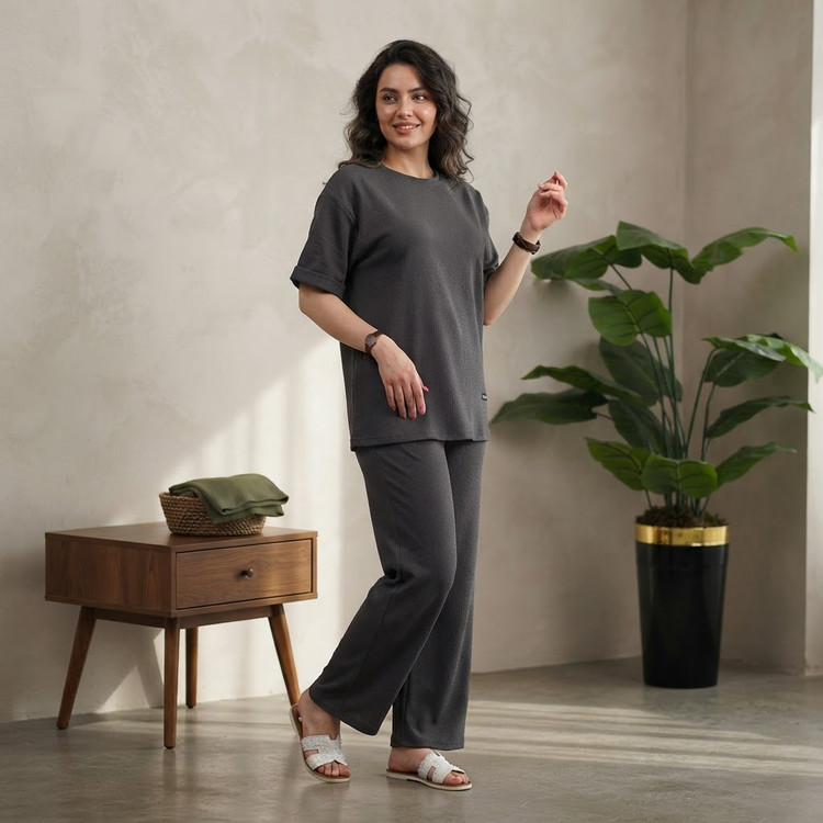 ست تیشرت شلوار بیسکوییتی 2XL/3XL