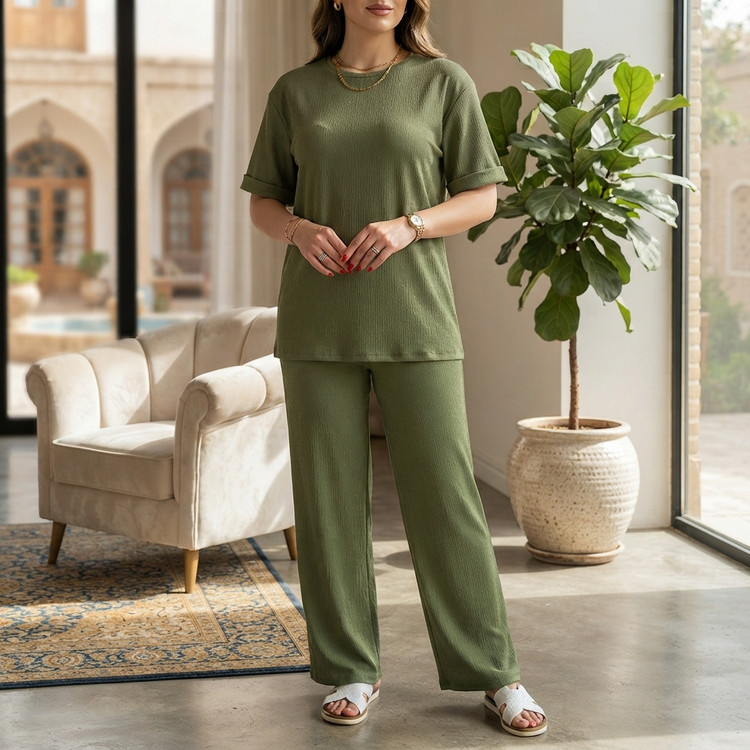 ست تیشرت شلوار بیسکوییتی 2XL/3XL