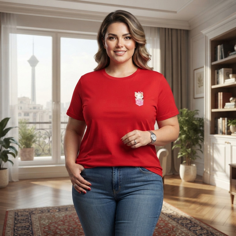تیشرت زنانه سوپرپنبه میکس طرح و رنگ 2XL/3XL